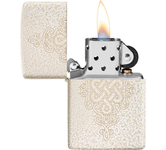 Зажигалка ZIPPO Lucky Knot Design с покрытием Mercury Glass, латунь/сталь, бежевая, 38x13x57 мм 49599
