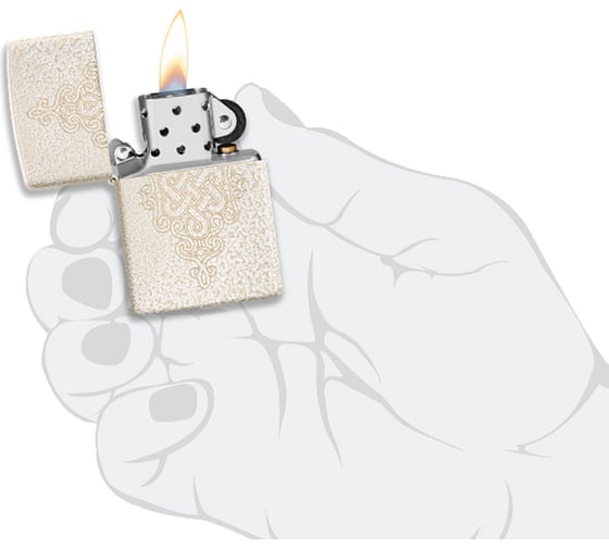 Зажигалка ZIPPO Lucky Knot Design с покрытием Mercury Glass, латунь/сталь, бежевая, 38x13x57 мм 49599