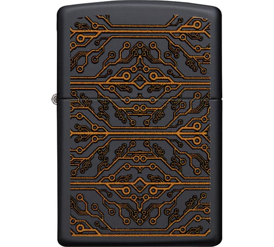 Зажигалка ZIPPO Circuit Pattern с покрытием Black Matte, латунь/сталь, чёрная матовая, 38x13x57 мм 49572