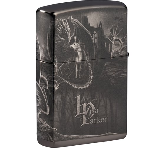 Зажигалка ZIPPO Lisa Parker с покрытием High Polish Black, латунь/сталь, чёрная, 38x13x57 мм 49287