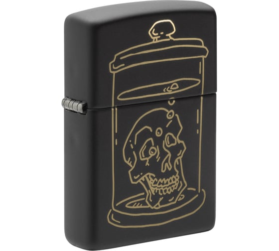 Зажигалка ZIPPO Skull Design с покрытием Black Matte, латунь/сталь, чёрная матовая, 38x13x57 мм 49575 1