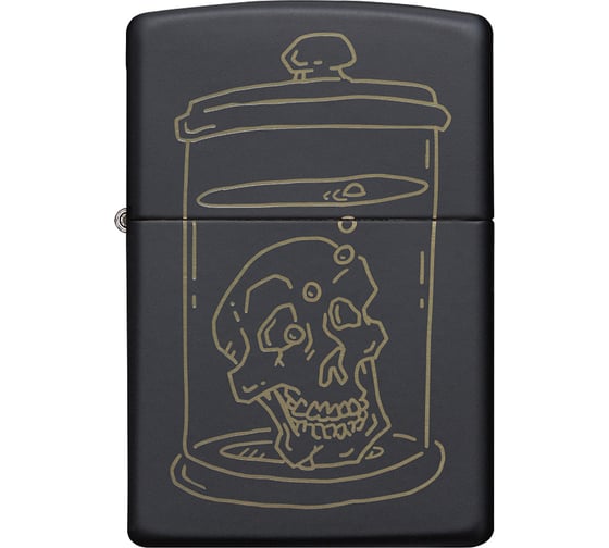 Зажигалка ZIPPO Skull Design с покрытием Black Matte, латунь/сталь, чёрная матовая, 38x13x57 мм 49575