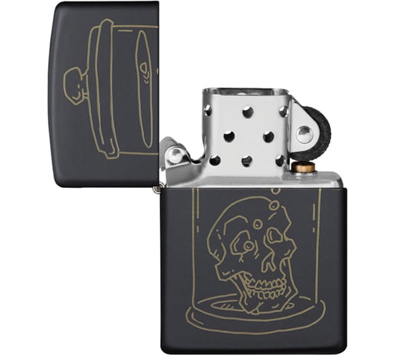 Зажигалка ZIPPO Skull Design с покрытием Black Matte, латунь/сталь, чёрная матовая, 38x13x57 мм 49575