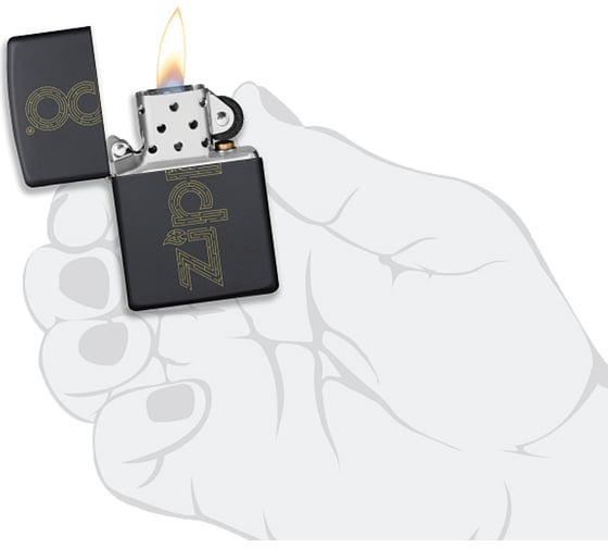 Зажигалка ZIPPO Design с покрытием Black Matte, латунь/сталь, чёрная матовая, 38x13x57 мм 49598