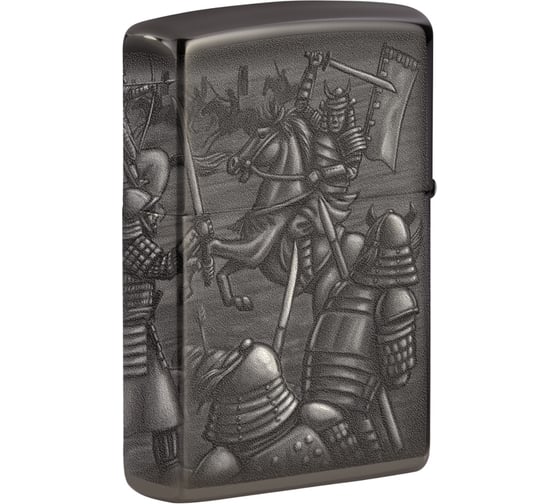Зажигалка ZIPPO Knight Fight с покрытием High Polish Black, латунь/сталь, чёрная 38x13x57 мм 49292