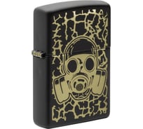 Зажигалка ZIPPO Skull Gas Mask с покрытием Black Matte, латунь/сталь, чёрная матовая, 38x13x57 мм 49574