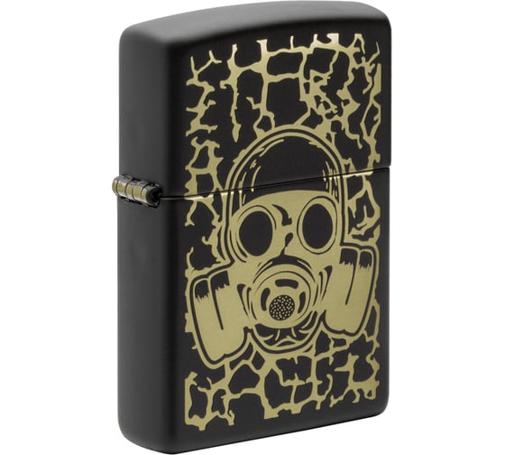 Зажигалка ZIPPO Skull Gas Mask с покрытием Black Matte, латунь/сталь, чёрная матовая, 38x13x57 мм 49574