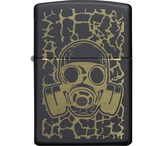 Зажигалка ZIPPO Skull Gas Mask с покрытием Black Matte, латунь/сталь, чёрная матовая, 38x13x57 мм 49574