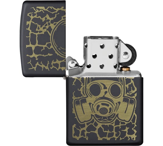 Зажигалка ZIPPO Skull Gas Mask с покрытием Black Matte, латунь/сталь, чёрная матовая, 38x13x57 мм 49574