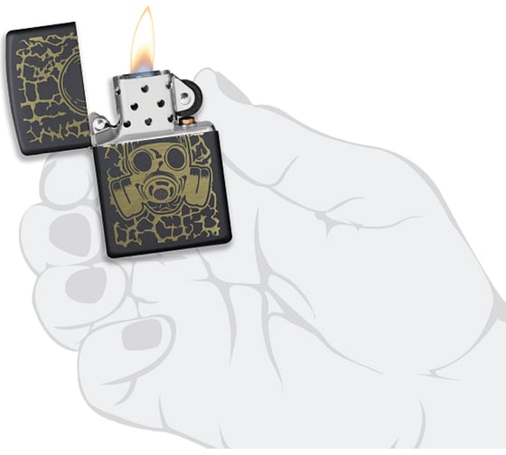Зажигалка ZIPPO Skull Gas Mask с покрытием Black Matte, латунь/сталь, чёрная матовая, 38x13x57 мм 49574