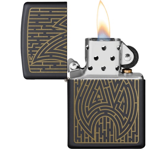 Зажигалка ZIPPO Maze с покрытием Black Matte, латунь/сталь, чёрная матовая, 38x13x57 мм 49597