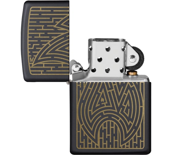 Зажигалка ZIPPO Maze с покрытием Black Matte, латунь/сталь, чёрная матовая, 38x13x57 мм 49597