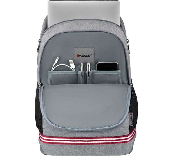 Рюкзак WENGER Collegiate Quadma 16”, серый, 100% полиэстер, 33х17х43 см, 22 л 611666
