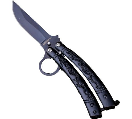 Нож-бабочка Мастер К лезвие с прямым обухом 7.5 см, рукоять с драконами 9.5 см 2301155