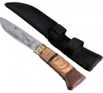 Охотничий нож Мастер К в чехле, 23 см, лезвие с узором 1228503