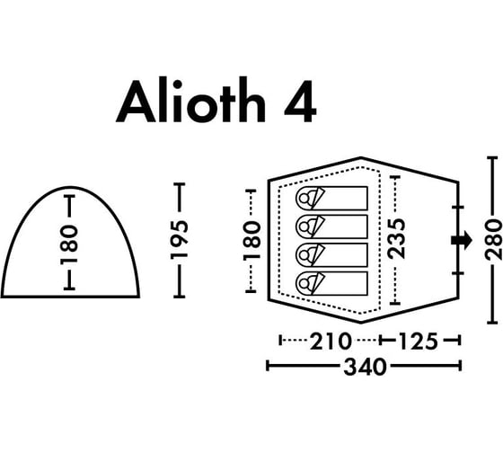 Кемпинговая палатка FHM Alioth 4 black-out 000110-0021