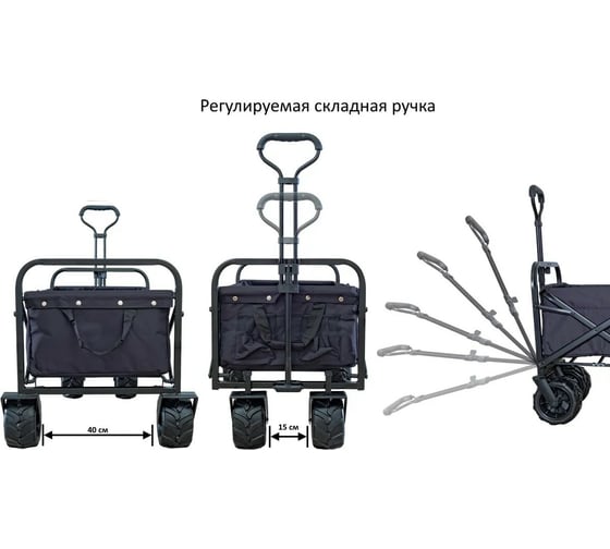 Складная тележка для кемпинга, отдыха на природе, туризма Monkey Wheels черная MW-90BL
