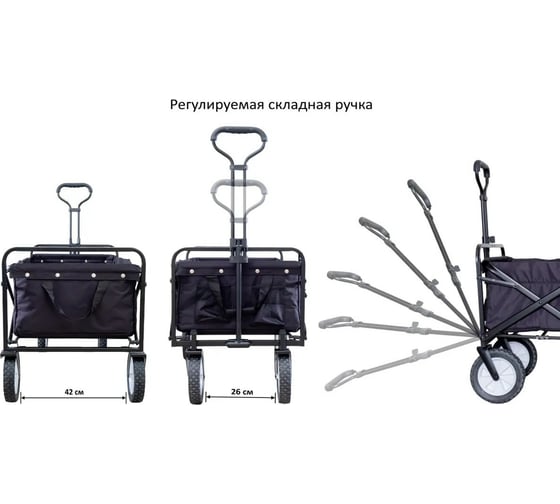 Складная тележка для кемпинга, отдыха на природе, туризма Monkey Wheels черная MW-80BL