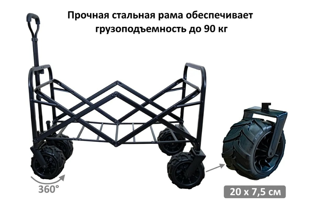 Складная тележка для кемпинга, отдыха на природе, туризма Monkey Wheels  джинс MW-90Nio