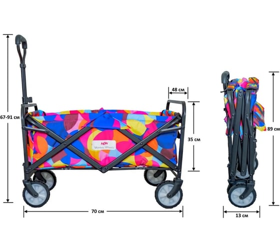 Складная тележка для кемпинга, отдыха на природе, туризма Monkey Wheels разноцветная MW-60S2