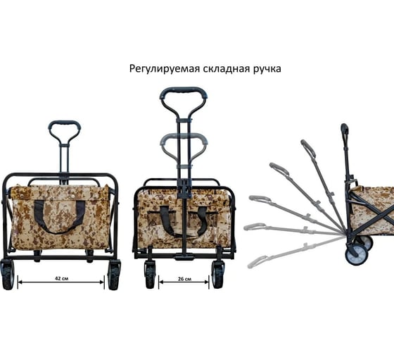 Складная тележка для кемпинга, отдыха на природе, туризма Monkey Wheels хаки MW-60C