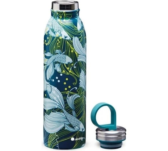 Бутылка ALADDIN Chilled 0.55L, зеленая с орнаментом рыбы 10-09425-010