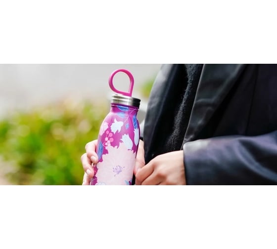 Бутылка ALADDIN Chilled 0.55L, красная с цветочным орнаментом 10-09425-009