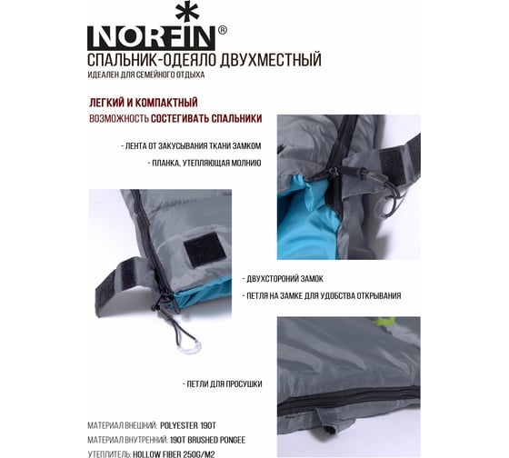 Спальный мешок-одеяло Norfin ALPINE COMFORT 250 R NFL-30237