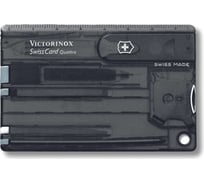 Швейцарская карточка Victorinox SwissCard Quattro, 14 функций, полупрозрачная чёрная 0.7233.T3