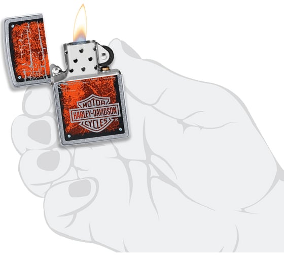 Зажигалка Zippo Harley-Davidson с покрытием Street Chrome, 38x13x57 мм 49658