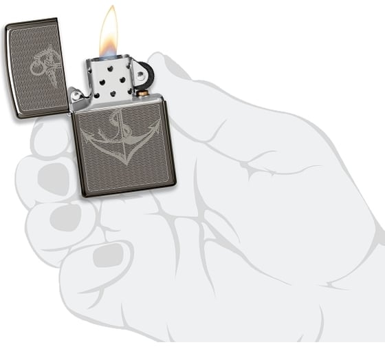 Зажигалка Zippo Лучшая цена 2022 с покрытием Black Ice, латунь/сталь, чёрная, 38x13x57 мм 49717