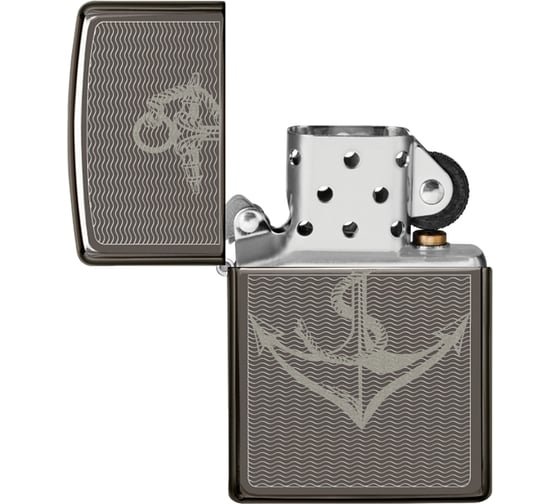 Зажигалка Zippo Лучшая цена 2022 с покрытием Black Ice, латунь/сталь, чёрная, 38x13x57 мм 49717
