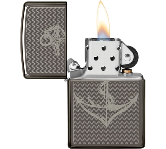 Зажигалка Zippo Лучшая цена 2022 с покрытием Black Ice, латунь/сталь, чёрная, 38x13x57 мм 49717