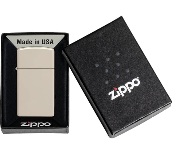 Зажигалка Zippo Slim с покрытием Flat Sand, латунь/сталь, бежевая, матовая, 29x10x60 мм 49528