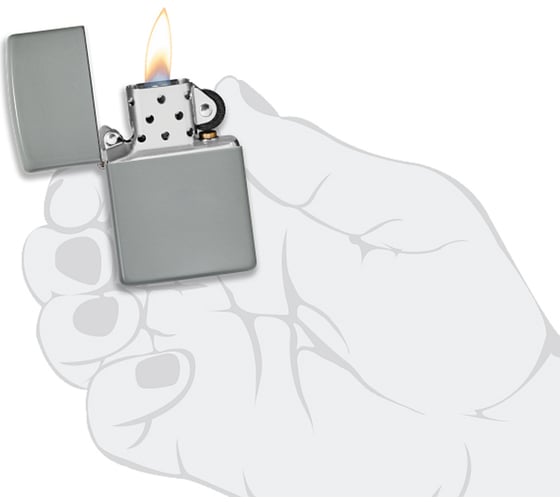 Зажигалка Zippo Classic с покрытием Flat Grey, латунь/сталь, серая, матовая, 38x13x57 мм 49452
