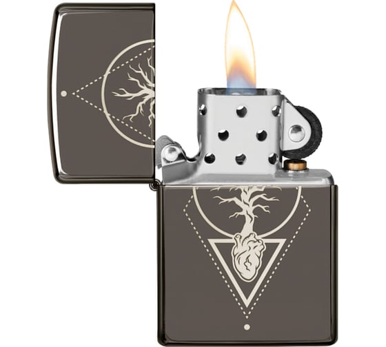 Зажигалка Zippo Heart of Tree с покрытием Black Ice 38x13x57 мм 49687