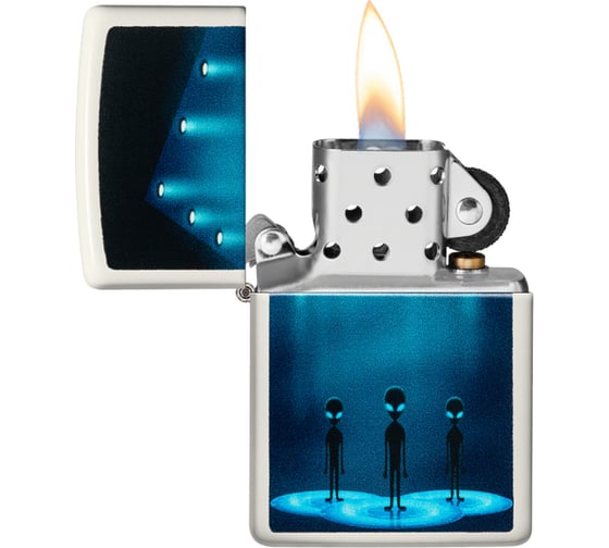Зажигалка Zippo Aliens Design с покрытием Glow In The Dark Green, 38x13x57 мм 49487