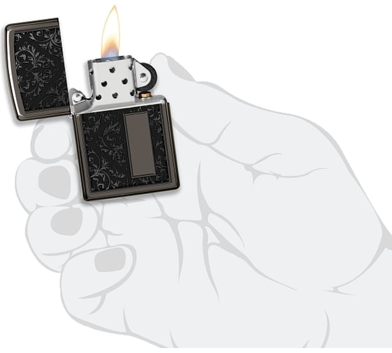 Зажигалка Zippo Лучшая цена 2022 с покрытием Black Ice, латунь/сталь, чёрная, 38x13x57 мм 49715