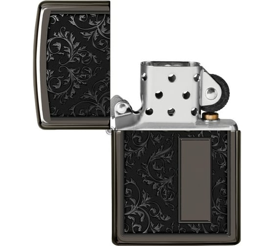 Зажигалка Zippo Лучшая цена 2022 с покрытием Black Ice, латунь/сталь, чёрная, 38x13x57 мм 49715