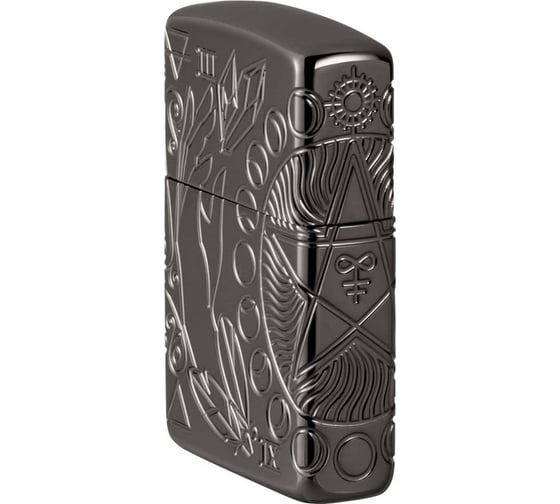 Зажигалка Zippo Armor Wicca Design с покрытием Black Ice, латунь/сталь, чёрная, 38x13x57 мм 49689