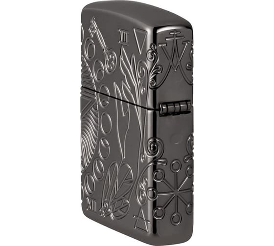 Зажигалка Zippo Armor Wicca Design с покрытием Black Ice, латунь/сталь, чёрная, 38x13x57 мм 49689