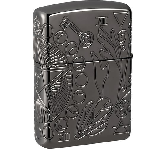 Зажигалка Zippo Armor Wicca Design с покрытием Black Ice, латунь/сталь, чёрная, 38x13x57 мм 49689