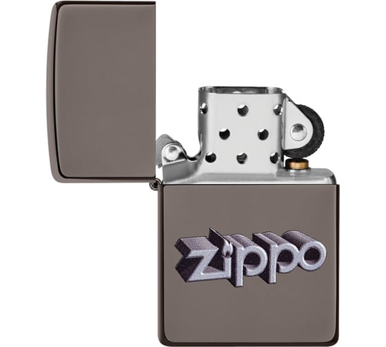 Зажигалка Zippo Design с покрытием Black Ice, латунь/сталь, чёрная, глянцевая, 38x13x57 мм 49417