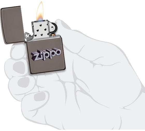 Зажигалка Zippo Design с покрытием Black Ice, латунь/сталь, чёрная, глянцевая, 38x13x57 мм 49417
