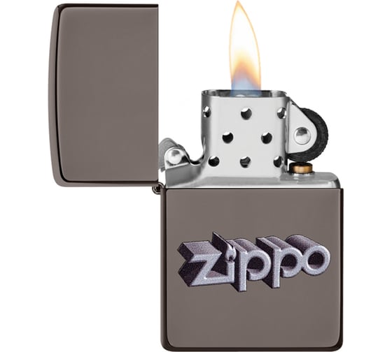 Зажигалка Zippo Design с покрытием Black Ice, латунь/сталь, чёрная, глянцевая, 38x13x57 мм 49417
