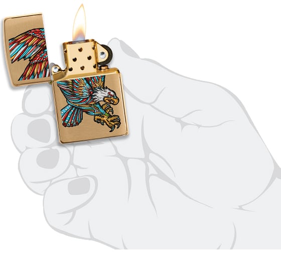 Зажигалка Zippo Tattoo Eagle с покрытием Brushed Brass 49667
