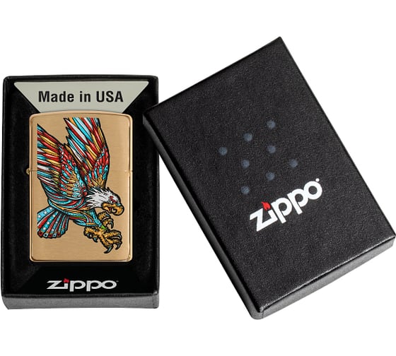 Зажигалка Zippo Tattoo Eagle с покрытием Brushed Brass 49667