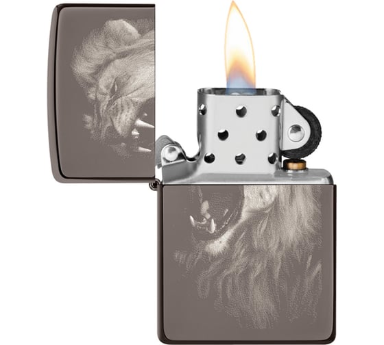 Зажигалка Zippo Lion Design с покрытием Black Ice 49433