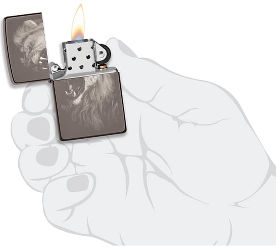 Зажигалка Zippo Lion Design с покрытием Black Ice 49433