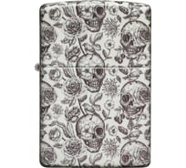 Зажигалка Zippo Skeleton с покрытием Glow in the Dark Green, латунь/сталь, серая, 38x13x57 мм 49458